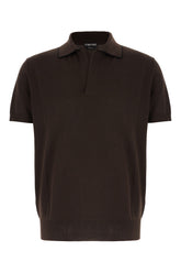 Polo in seta e cotone cioccolato -  | Wise