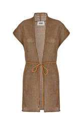 Cardigan smanicato in misto poliestere marrone -  | Wise