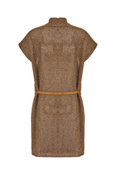 Cardigan smanicato in misto poliestere marrone -  | Wise