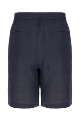 Midnight blue linen bermuda shorts -  | Wise