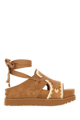 Brown suede Goldenstar Hi Artistitch slippers -  | Wise