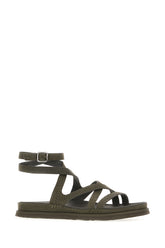 Bottle green leather Goldengaze sandals -  | Wise