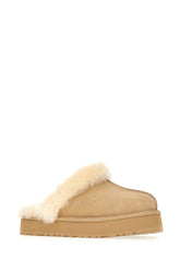 Slippers Disquette in pelle scamosciata sabbia -  | Wise