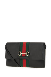 Borsa a spalla Horsebit Web in pelle nera -  | Wise