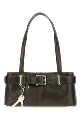 Dark brown leather handbag -  | Wise