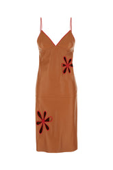 Caramel leather dress -  | Wise